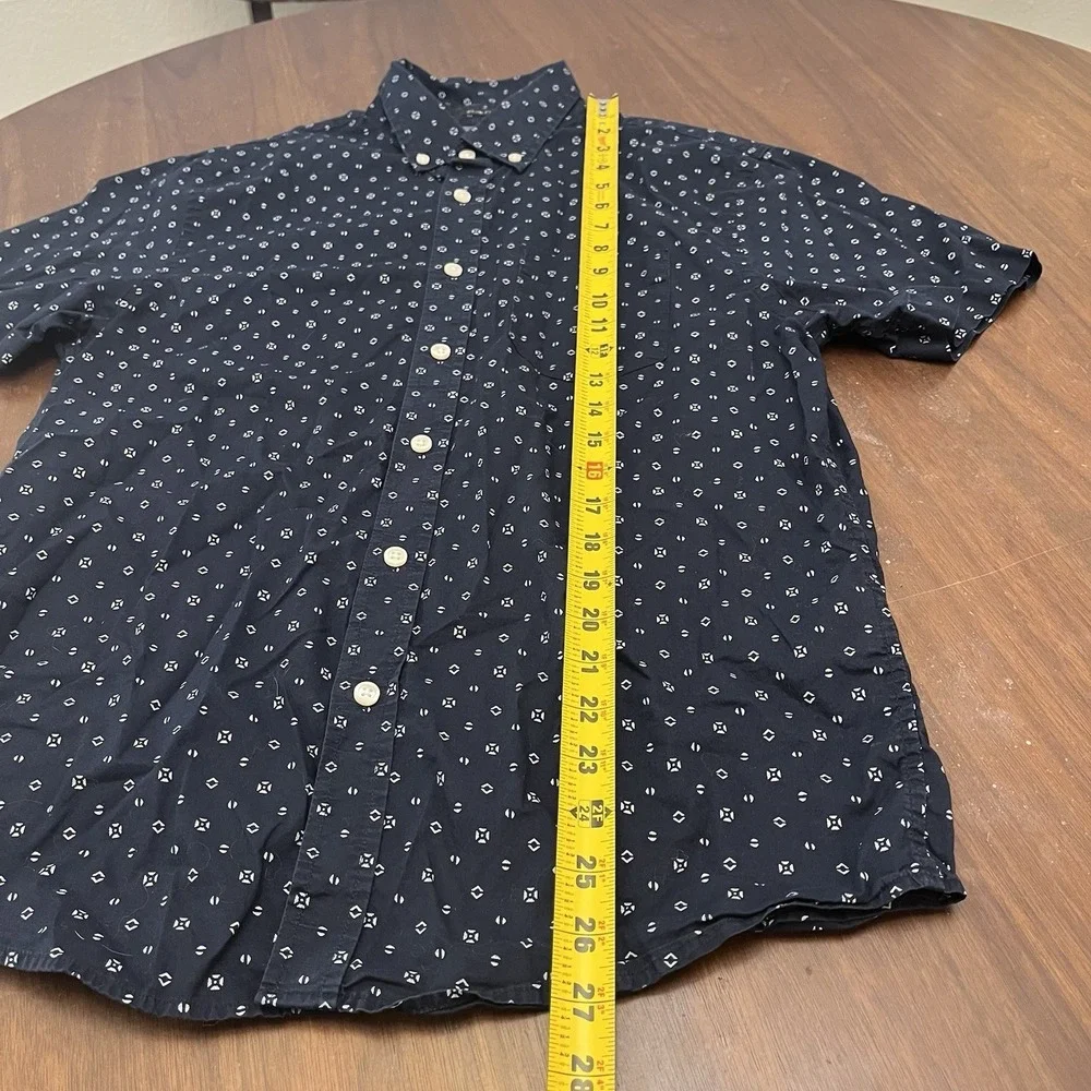 Banana Republic Shirt Mens sz M Navy Blue Slim Fit Short Sleeve Organic Cotton